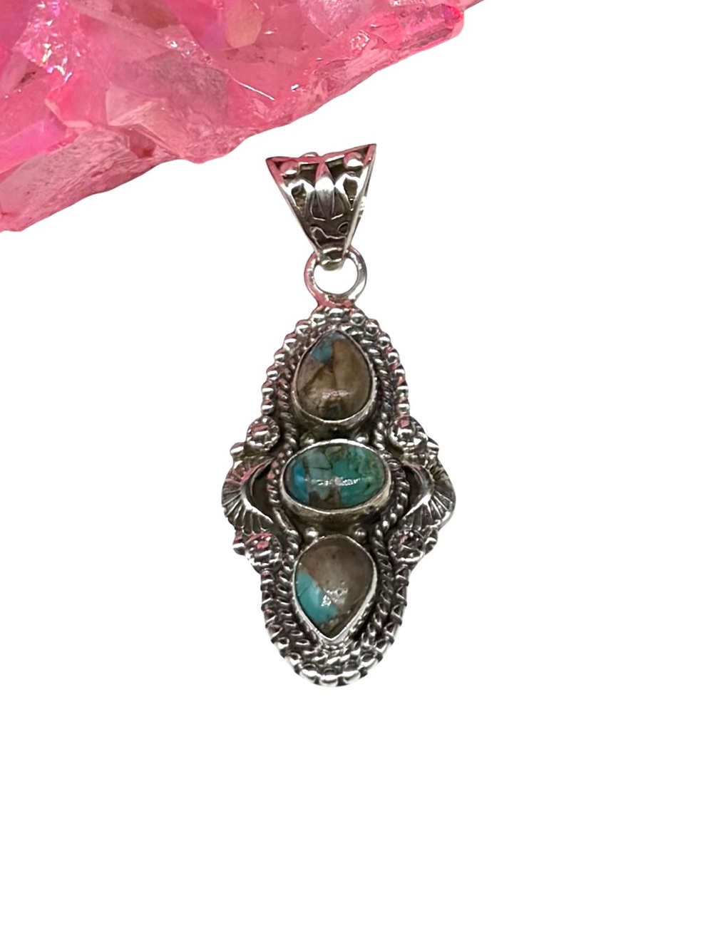 Royston Turquoise Necklace Pendant Solid 925 Sterling Silver
